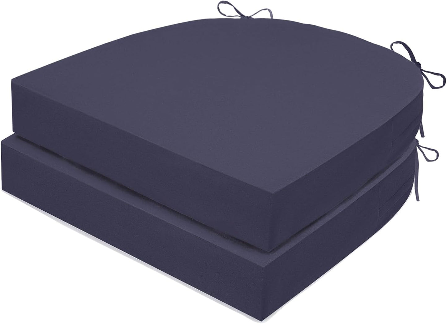 Outdoor Chair Cushions Set of 2, Waterproof Foam Patio Seat Cushions with Ties for Garden Sofa & Dining Furniture, 3-Year Color Fastness, 18x18x3 Inch, Grey