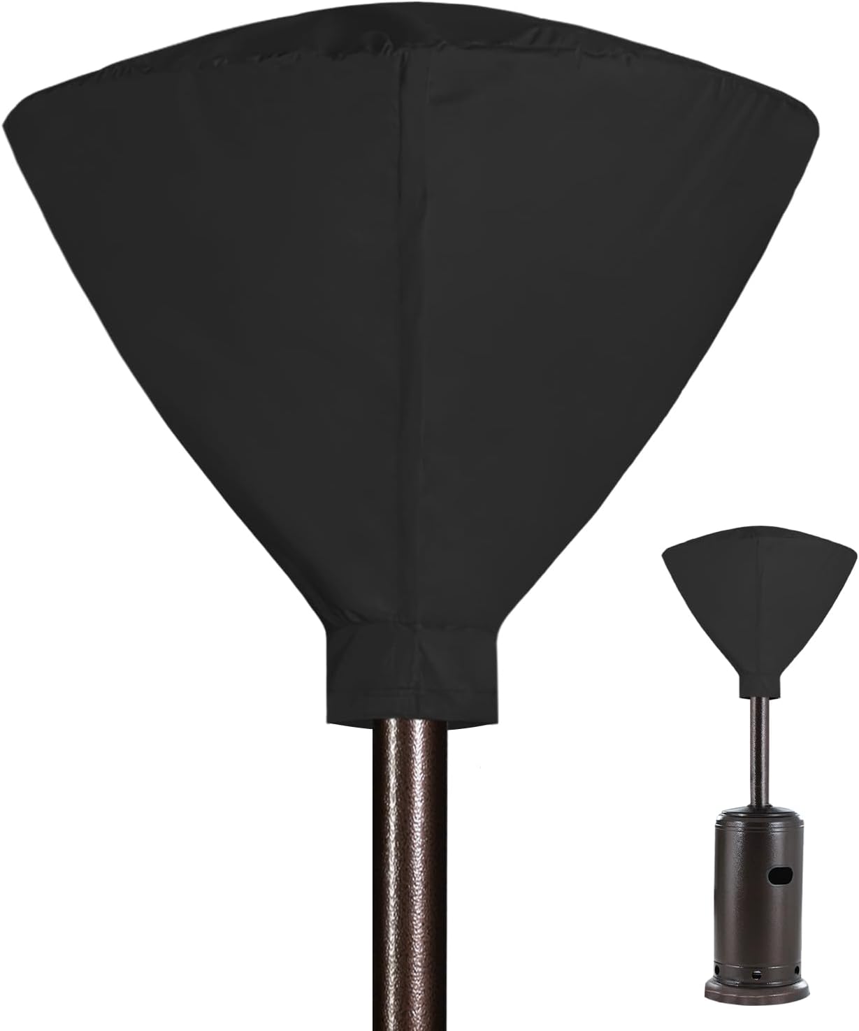 Easy-Going Patio Heater Head Cover with Zipper and Storage Bag, Waterproof Outdoor Round 34" D Heater Cover Top for Standing Heat, Dustproof, UV-Resistant (Top Cover Only, Black)