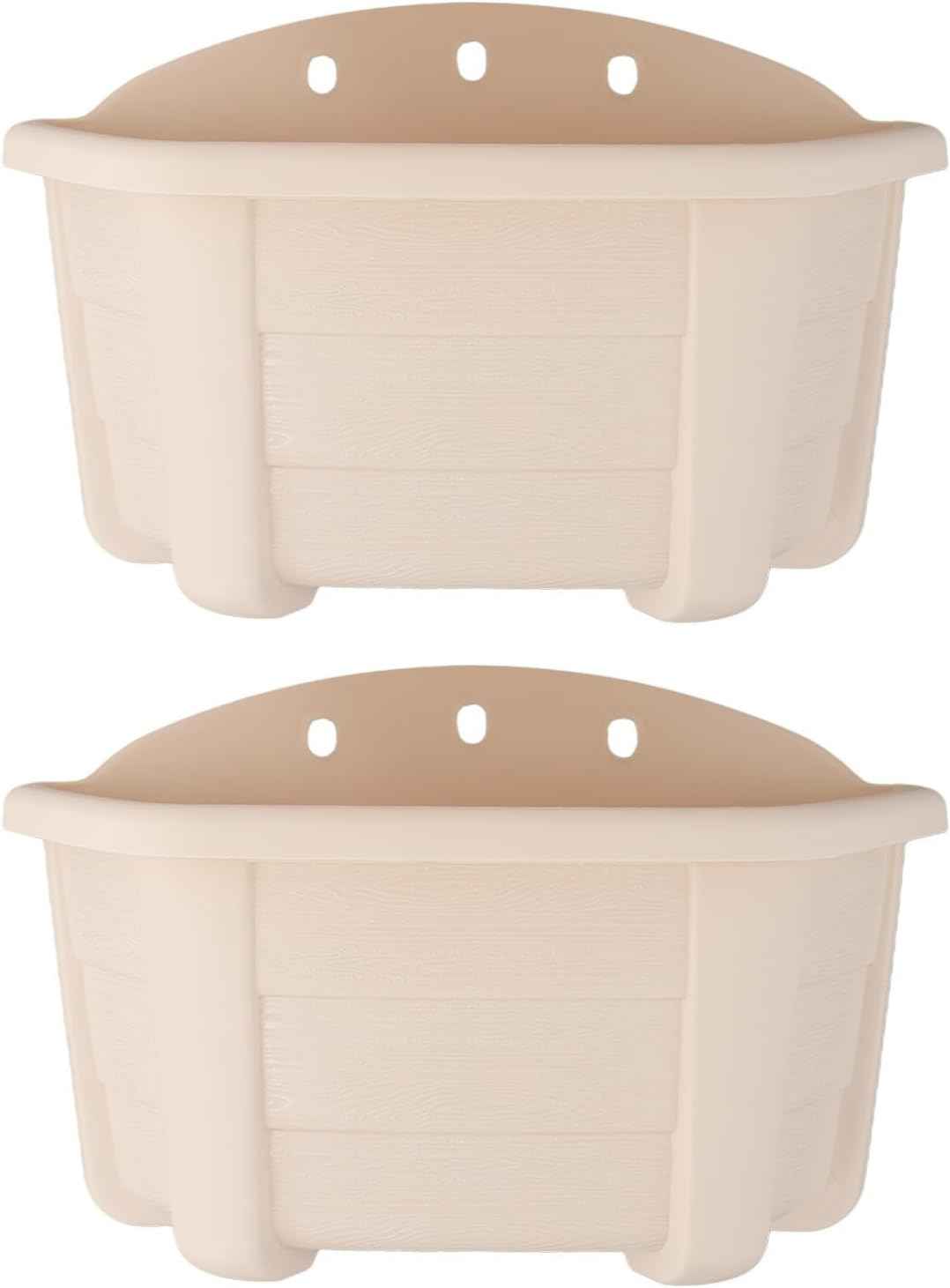 Wall Mounted Circular Flower Pots Hanging Planters with Removable Drainage for Indoor and Outdoor Use (Meters white)