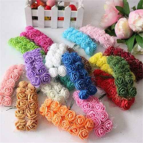 Foam Rose Fake Flowers for Crafts 144 pcs 2 cm Mini Wreaths Artificial Flower Bouquet Multicolor Rose Flower Wedding Scrapbooking Decoration Rose Fake Flower(Navy Blue)
