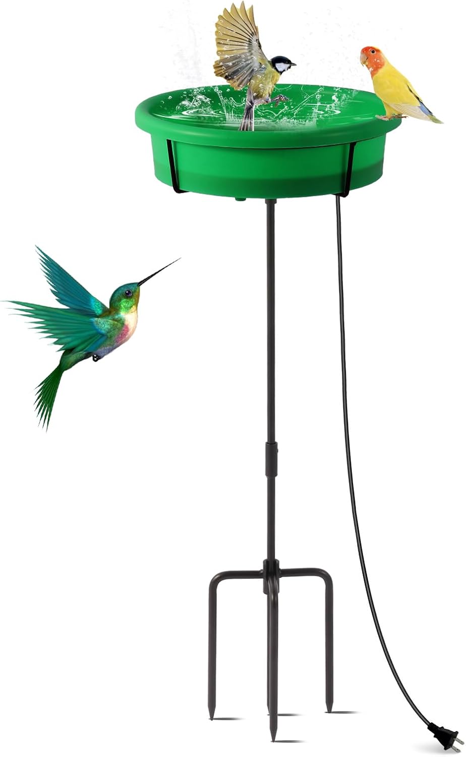 HRAYLTOP Standing Heated Bird Bath for Outdoors for Winter, 75W Heated Bird Baths with Detachable Power Cord,Thermostatic Control Available All Seasons for Garden Yard Patio Lawn（Green）