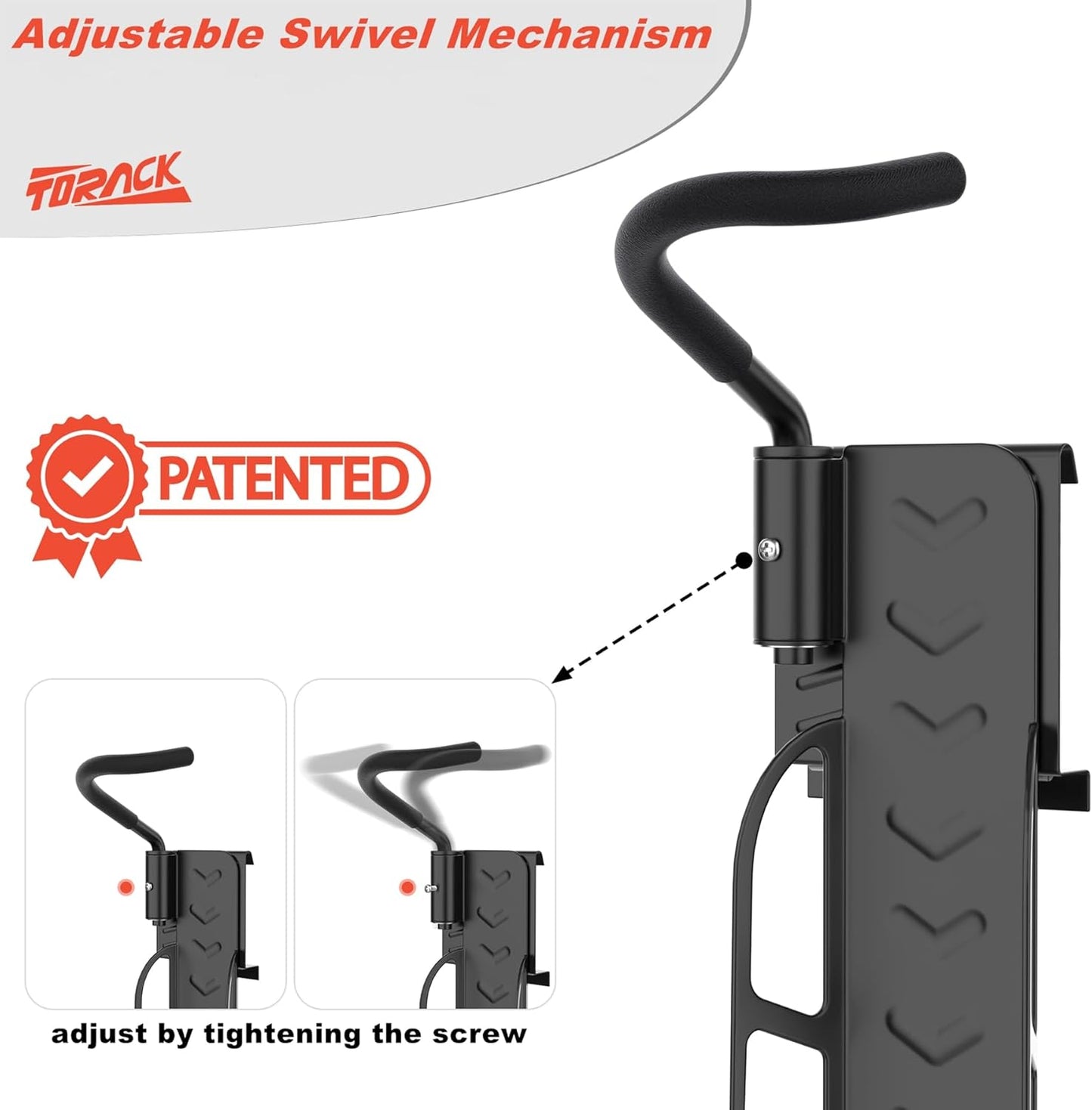 TORACK Wall-mounted Swivel Bike Rack, Garage Vertical Bike Storage Hangers for 5 Bikes Rotating Bike Storage Hooks