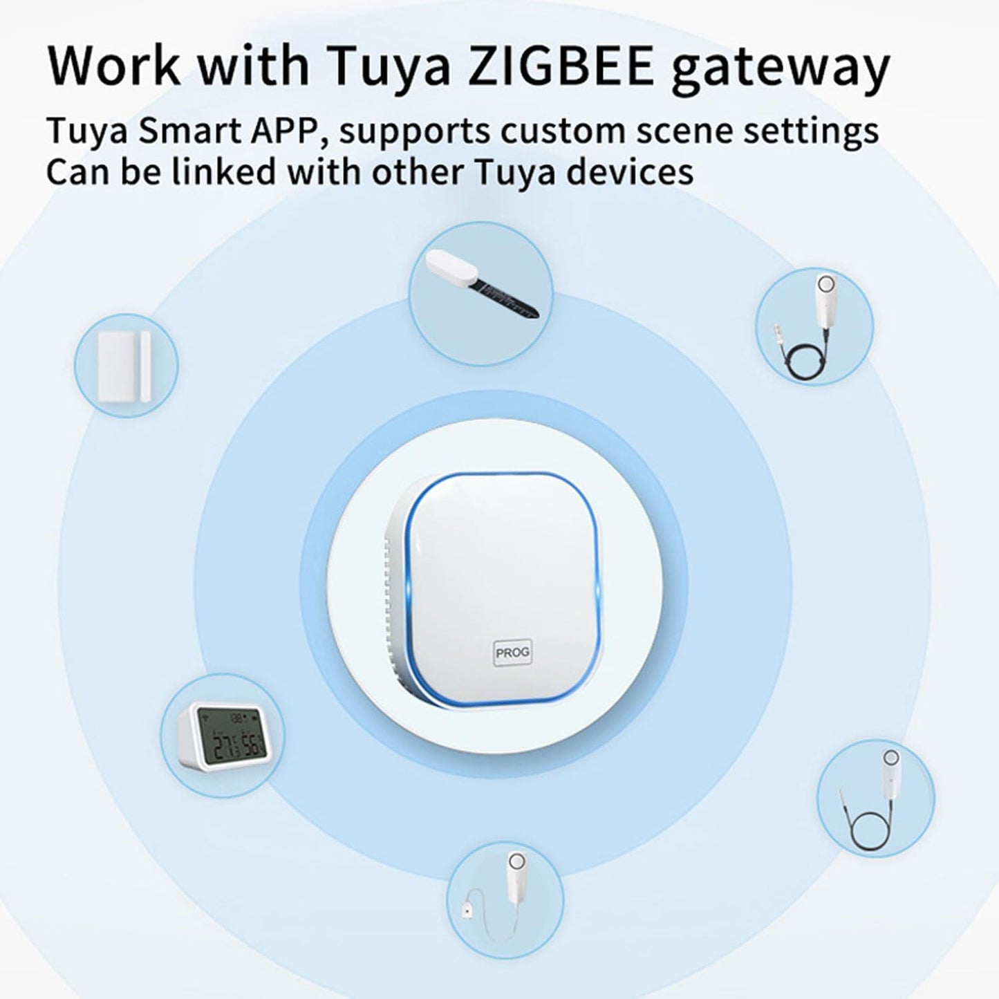 Smart Zigbee Soil Moisture Sensor,Zigbee hub Needed,Accurate Measure Capacitive Probe Moisture/Temperature Meter for Garden Planting Compatible with Homey Hubitat SmartThings Home Assistant