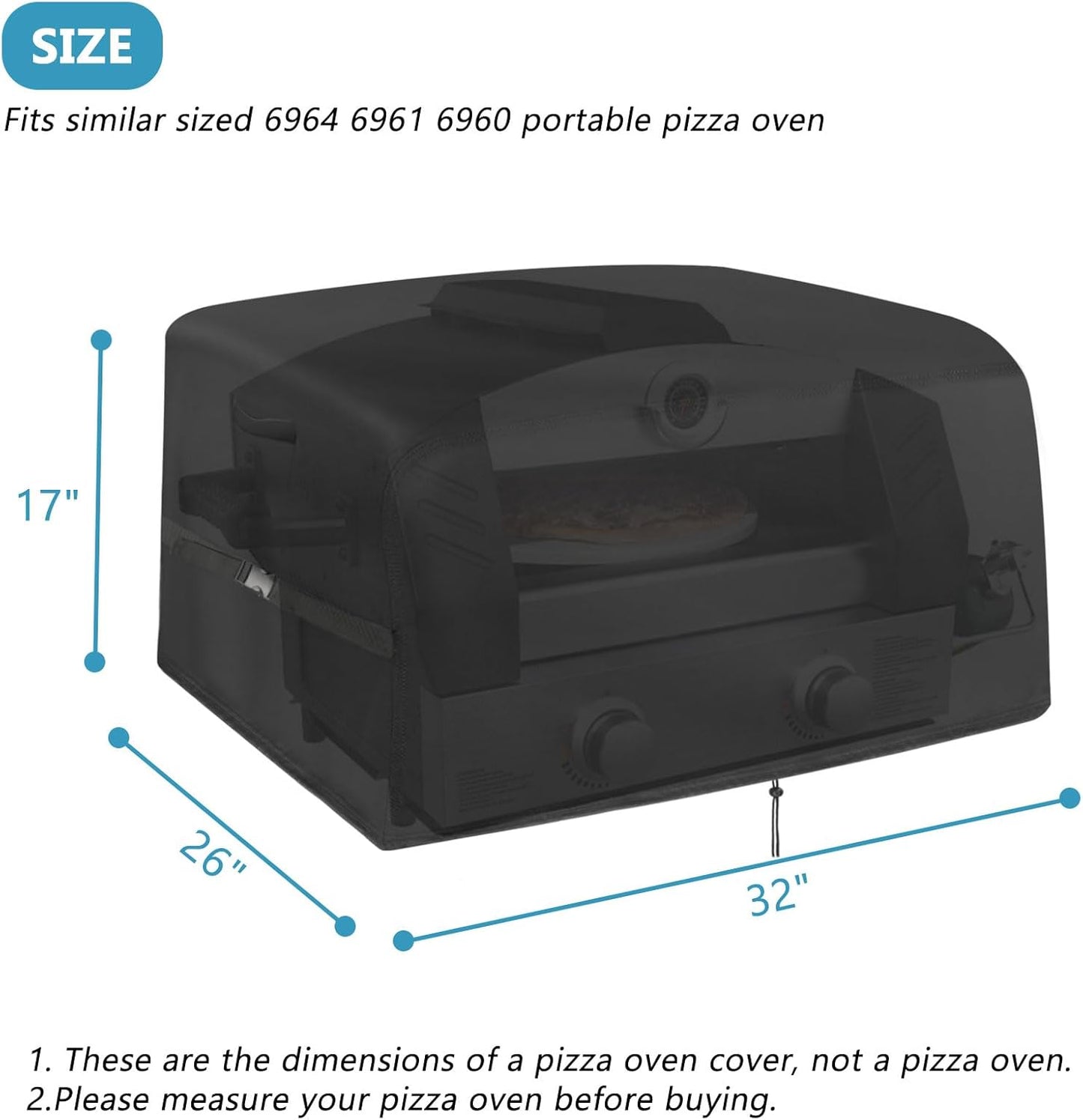 Kingling Pizza Oven Cover for Blackstone 6964 6961 6960 Portable Pizza Oven, 32 inch Waterproof & Dustproof Pizza Oven Outdoor Grill Cover (Cover Only) - Black