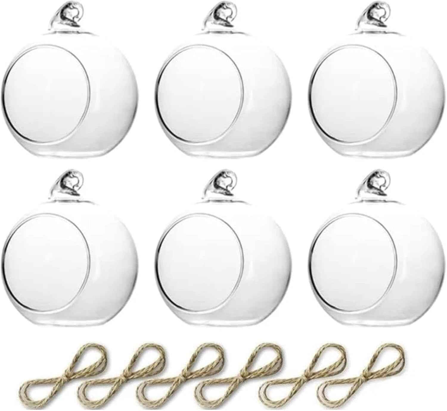 6/12Pcs Hanging Glass Candle Holder Diameter 6/8cm Terrarium for Wedding Party Decor Indoor Outdoor Garden(6Pcs NO Candle,6cm)