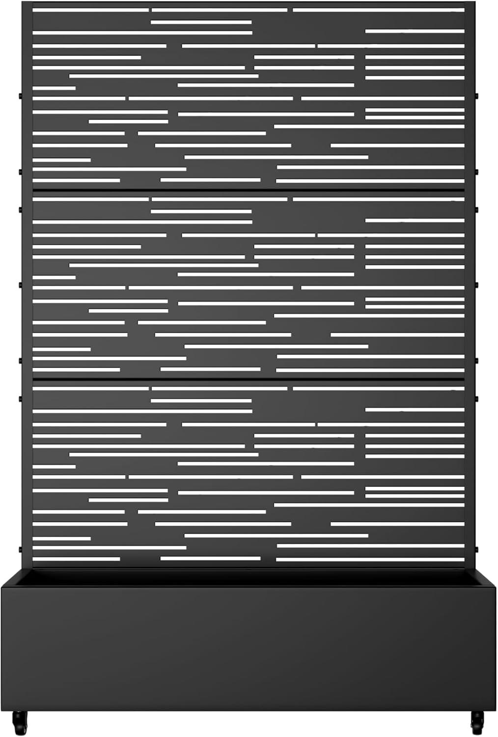 Casaphoria Metal Raised Garden Bed with Trellis and Wheels, 72"x47"x16" Planter Box for Climbing Plants, Vegetables & Vines, Features Drainage Holes and Privacy Screen (Black-Shine)