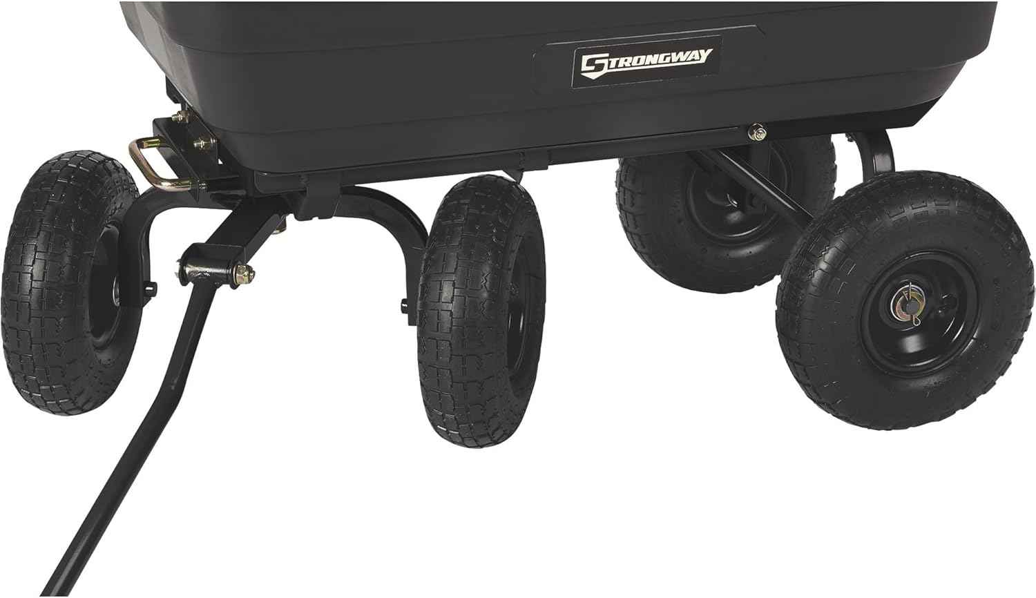 Strongway Poly Garden Dump Cart with Quick Release Mechanism, 600 Pound Capacity Yard Cart with 10 Inch Tires, Dipped Grip Handle, Pivot Steering