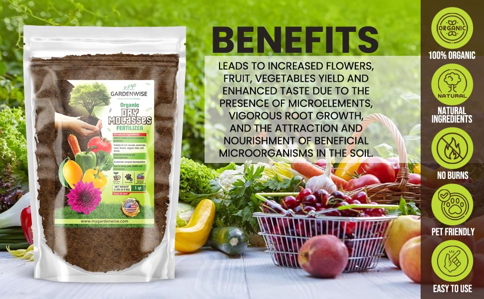 Organic Molasses for Plants - Horticultural Molasses - Ideal for Traditional & Hydroponic Gardening, for Indoor & Outdoor Plants (4 QUARTS)