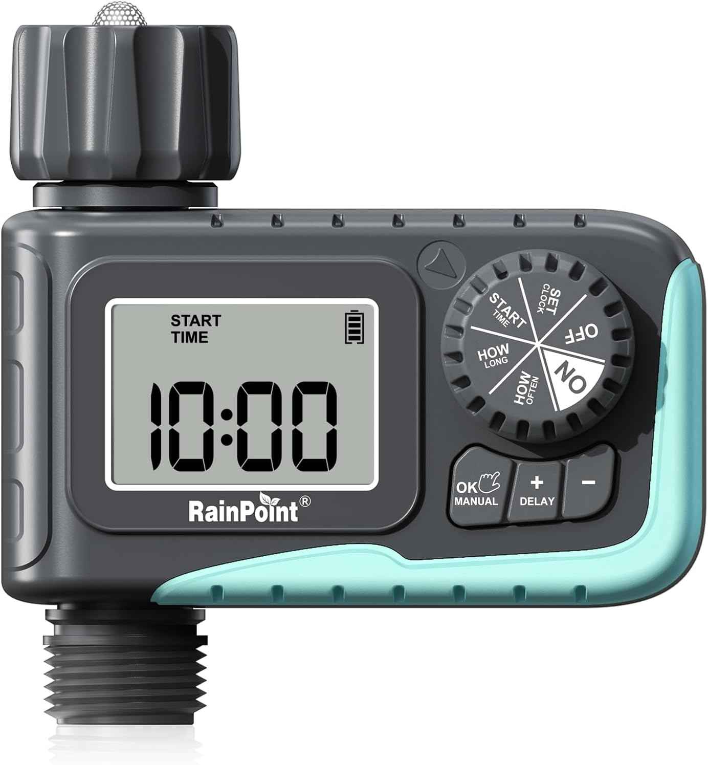 RAINPOINT Sprinkler Timer, Programmable Water Timer for Garden Hose, Outdoor Soaker Hose Timed with Rain Delay/Manual/Automatic Watering System, Digital Irrigation for Yard, Lawn, 1 Outlet
