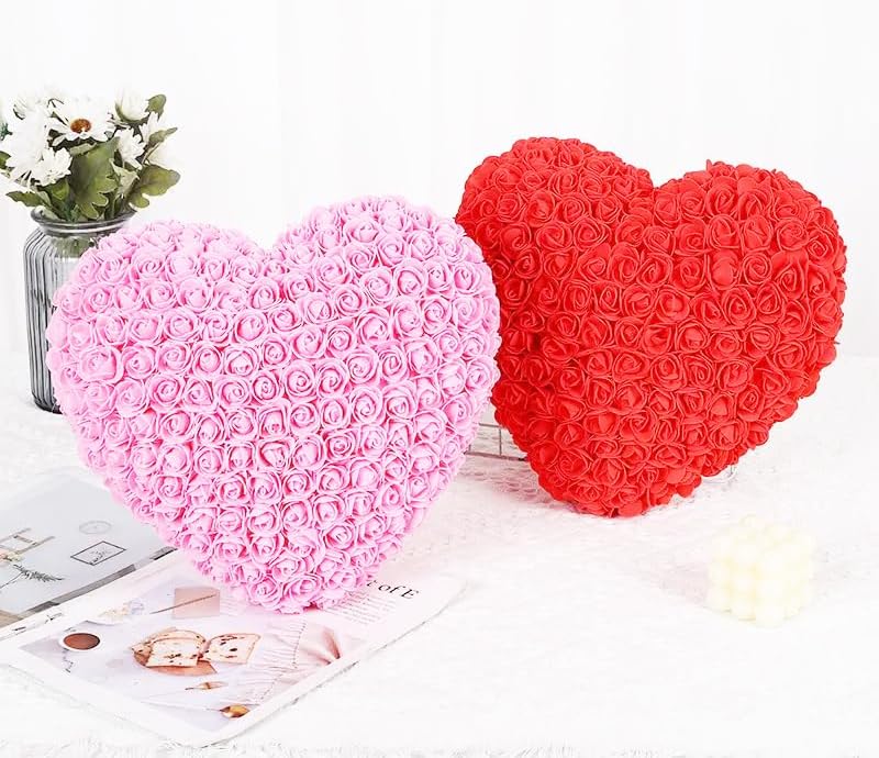 432 Pcs Mini Artificial Rose Flower Heads Real Looking Foam Fake Roses Heads for DIY Wedding Flowers Accessories Bridal Hair Clips Headbands Dress Decoration(Red)