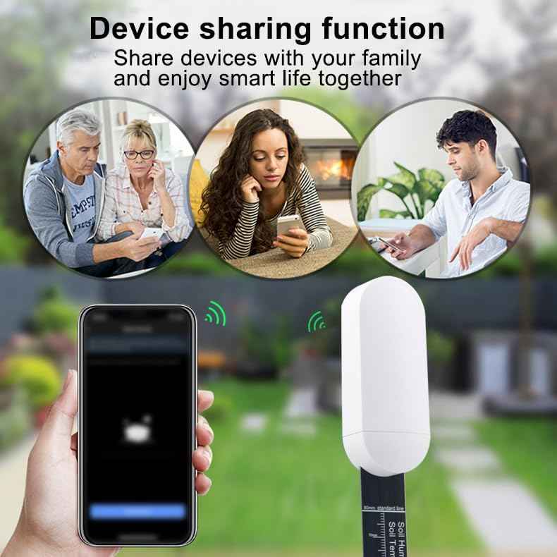 Smart Zigbee Soil Moisture Sensor,Zigbee hub Needed,Accurate Measure Capacitive Probe Moisture/Temperature Meter for Garden Planting Compatible with Homey Hubitat SmartThings Home Assistant