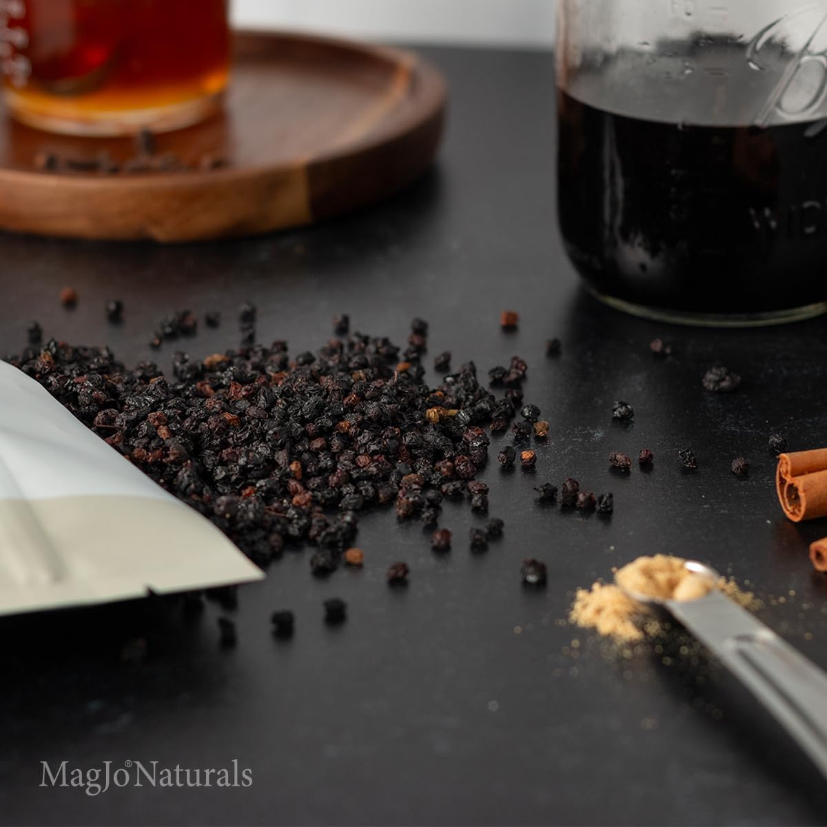 MagJo 100% Wild Harvest Dried Elderberries - 1lb Bulk - Non-Irradiated, Whole Black Elderberry Immune Support - Raw Vegan Sambucus 1 Pound