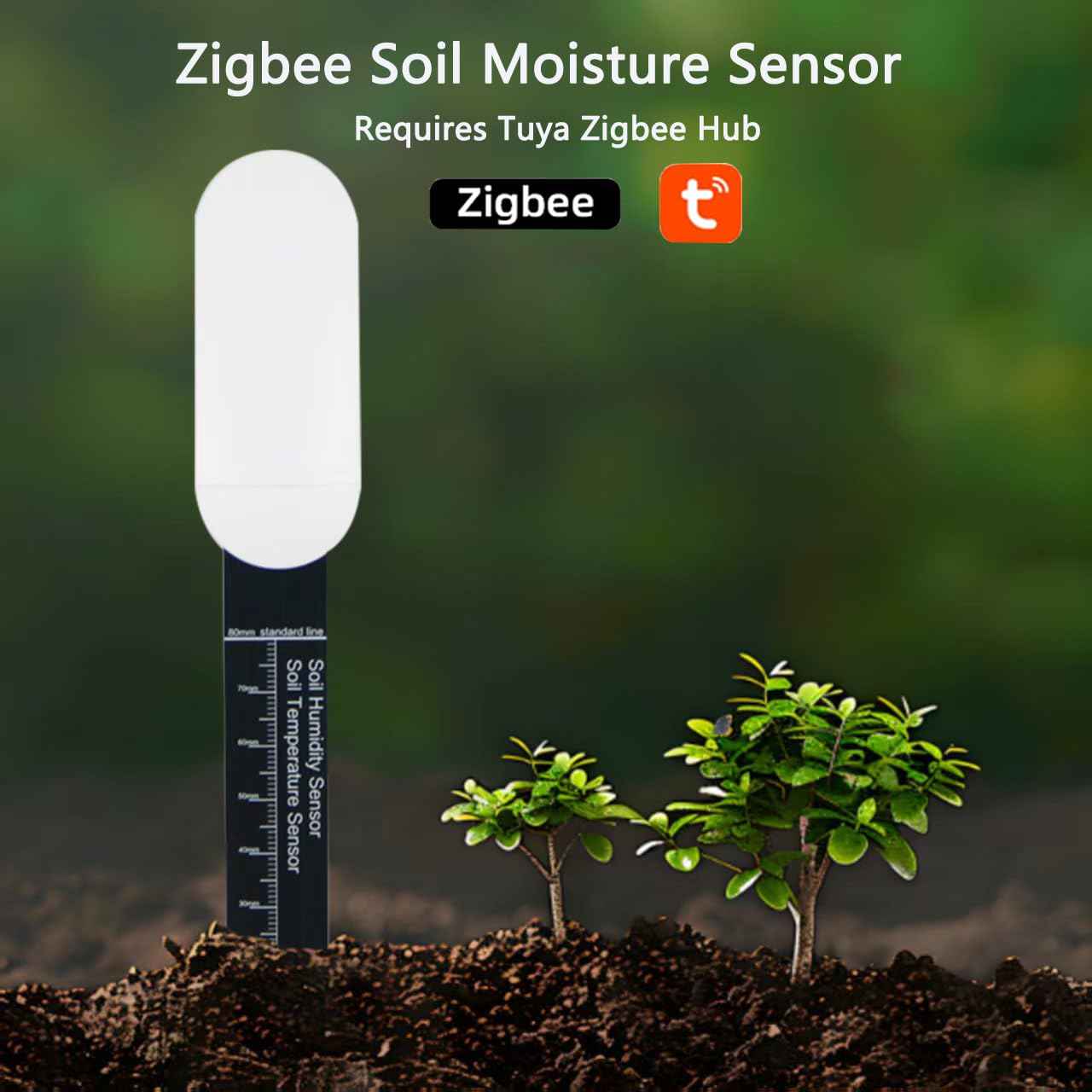 Smart Soil Moisture Meter: Zigbee Soil Moisture Sensor with App Control, Historical Record, Soil Tester with Moisture/Temperature Sensor, Tuya Zigbee Hub Required, Soil Meter for Garden, Plants