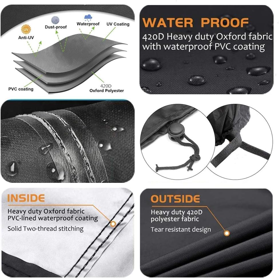 Blackhose 40" x 40" x 28" Square Gas Fire Pit Cover - Waterproof 600D Heavy Duty, Dustproof, Anti UV