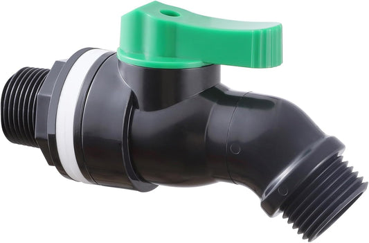 Plastics Rain Barrel Spigot, High Flow Valve Core, Large Flow Water Tank Faucet,Plastic Spigot for 5 Gallon Bucket，3/4 NPT Inlet x 3/4 GHT Outlet Bulkhead Valve for Outdoor Plastic Bucket