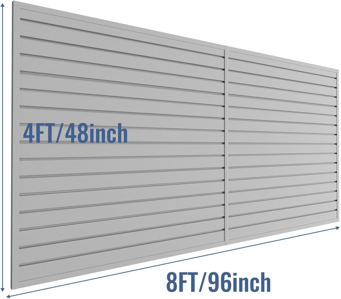 Slatwall Panel Garage Organizer PVC Slatwall Heavy Duty Wall Mounted Rack, Interlocking Slat Wall Panels for Tool Organization Peg Board(Grey 4 x 8 ft)