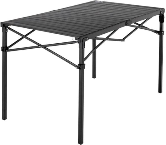 Heavy-Duty Roll-Top Table for Camping - Portable Aluminum-Top Folding Table with Steel Frame by Caddis Sports (Medium)