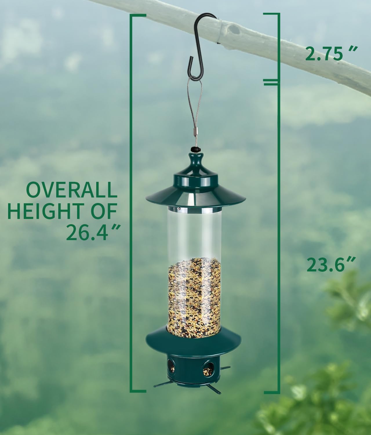 Bird Feeder for Outdoors: Squirrel Proof Bird Feeders, Gravity Sense Squirrel Proof Wild Bird Feeders for Finch Cardinal Chickadee, 4.8LB Large Capacity Hanging Birdfeeder