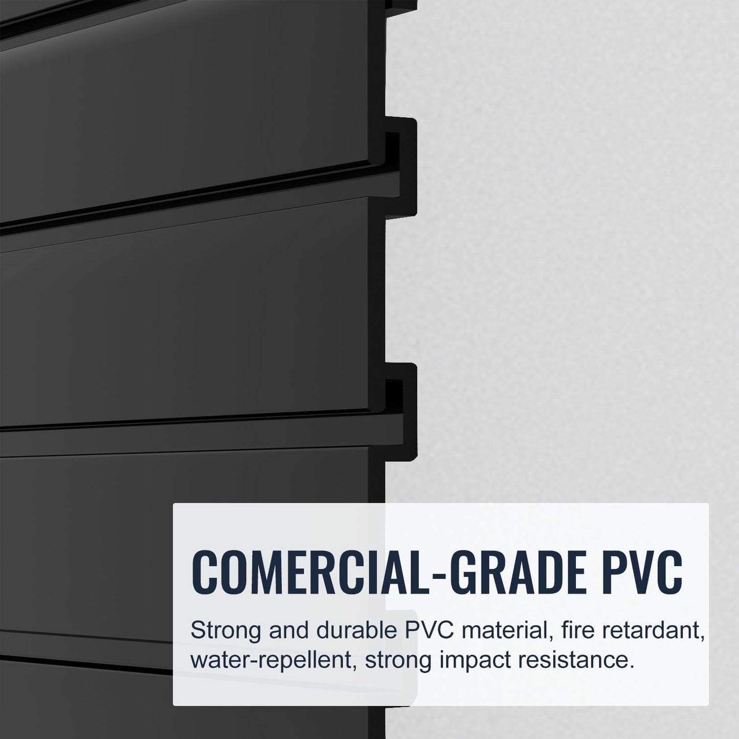 Slatwall Panel Garage Organizer PVC Slatwall Heavy Duty Wall Mounted Rack, Interlocking Slat Wall Panels for Tool Organization Peg Board (Black 4 x 8 ft)