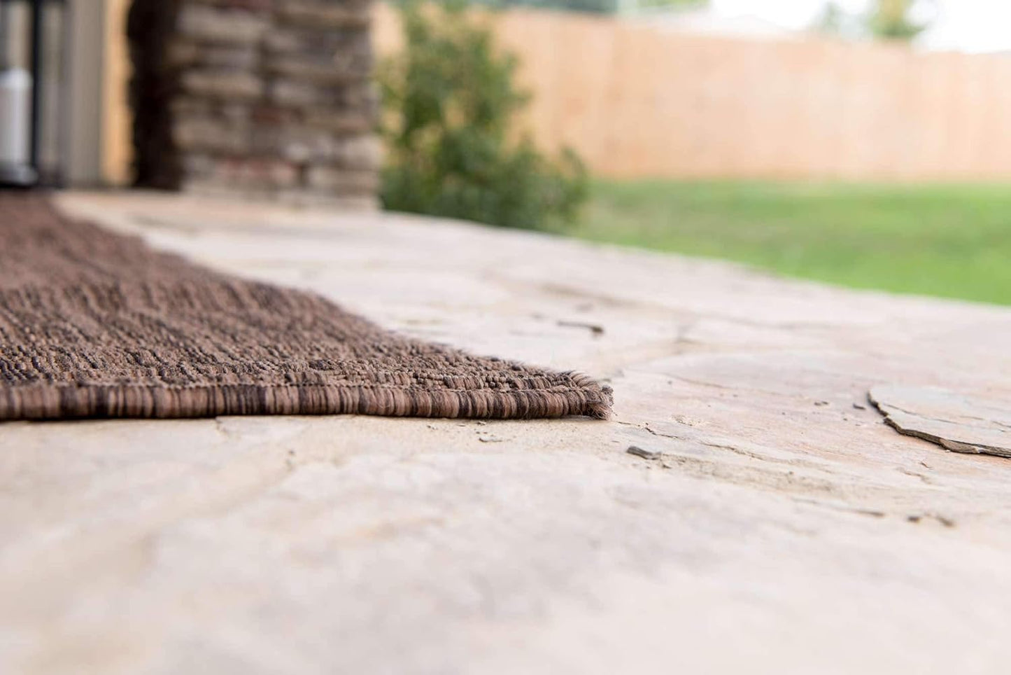 Unique Loom Collection Casual Transitional Solid Heathered Indoor/Outdoor Flatweave Area Rug (9' x 12' Rectangle, Light Brown/Ivory)