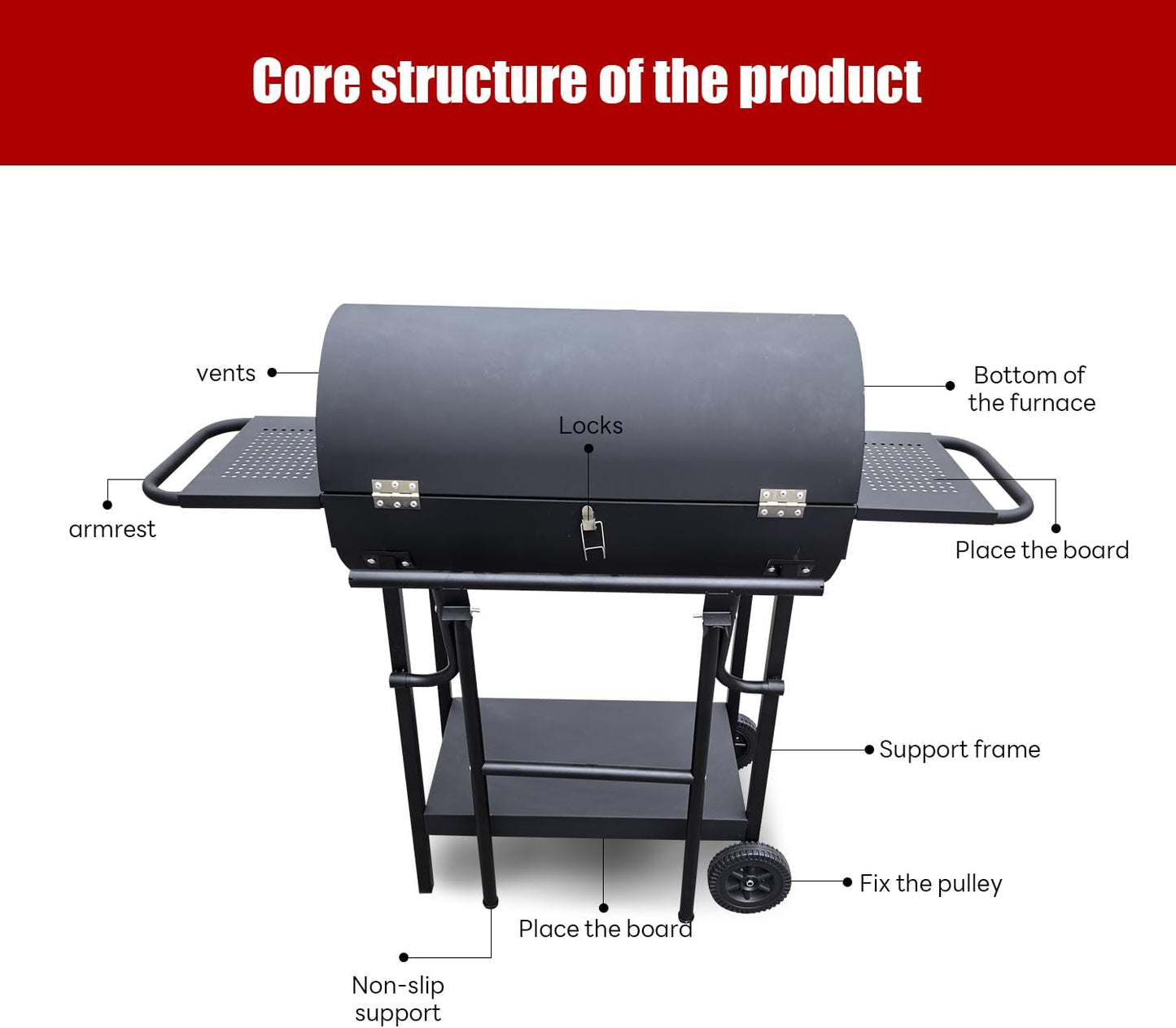 Charcoal Grill - Charcoal Barrel Grill with side shelf, Large Stainless Steel BBQ Grill suitable for outdoor camping,backyards, and patios (Extra Large)
