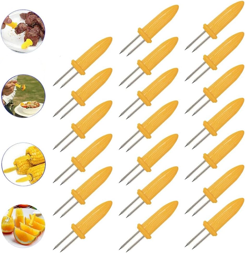 Corn on The Cob Holders, Stainless Steel Heat Resistant Non Slip Barbecue Corn Prongs Skewers for BBQ, Cooking, Birthday Party (50,3.54IN)