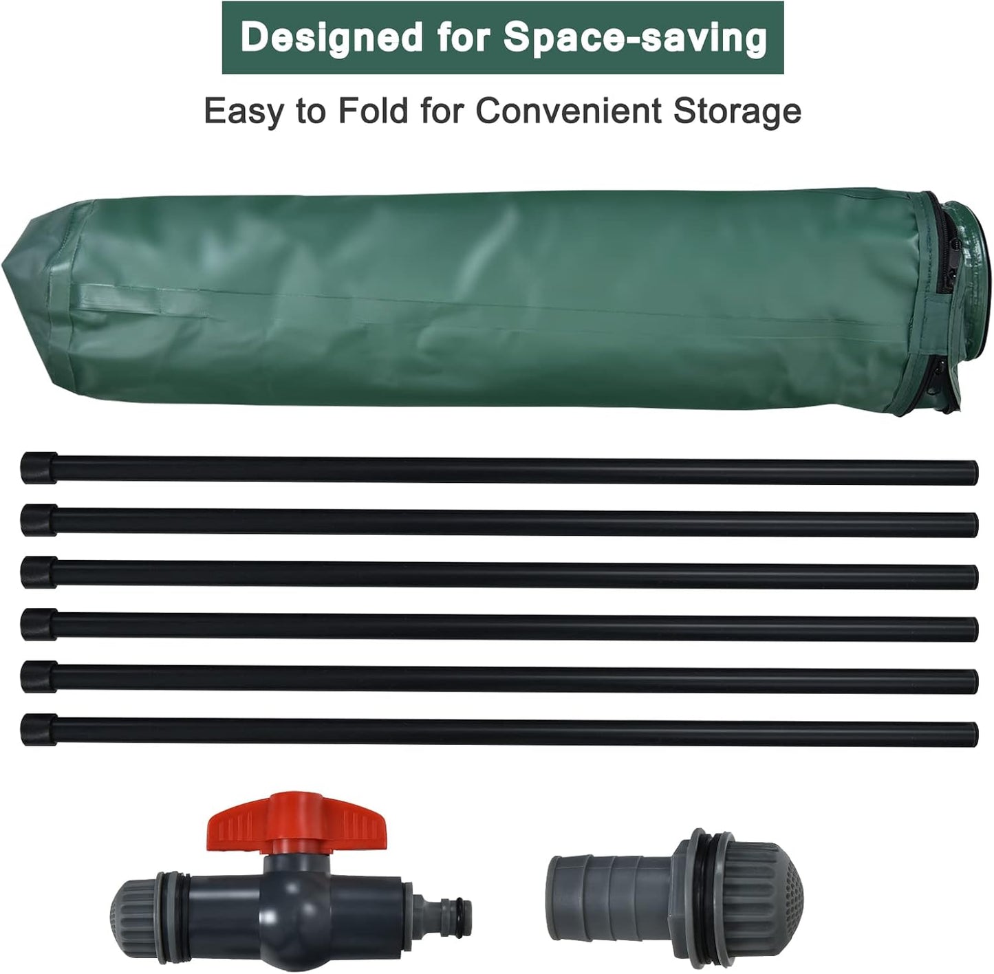 Goflame Rain Barrel Water Collector Portable Foldable Collapsible Tank,Spigot Filter Water Storage Container, Green (60 Gallon)