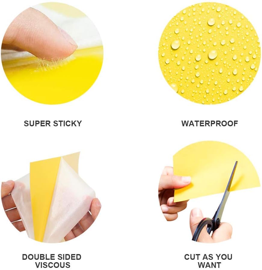 Gideal 30-Pack Dual-Sided Yellow Sticky Traps for Indoor Outdoor Flying Plant Insect Fungus Gnats, Whiteflies, Aphids, Leafminers,Thrips (6x8 Inches, Included 30pcs Twist Ties)