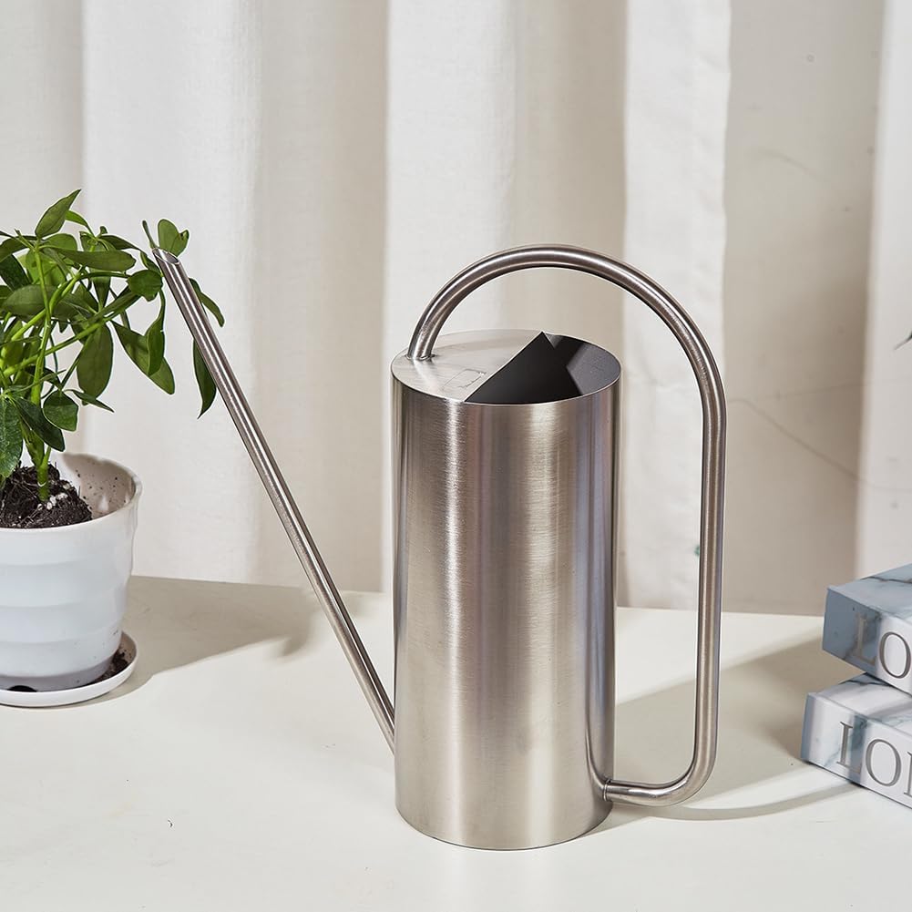 Watering Can for Indoor Plants, 50 oz/1.5L Stainless Steel Watering Can Pot with Long Spout, Garden Watering Cans with Comfortable Handle for Indoor House Plants Bonsai Flower Decorative