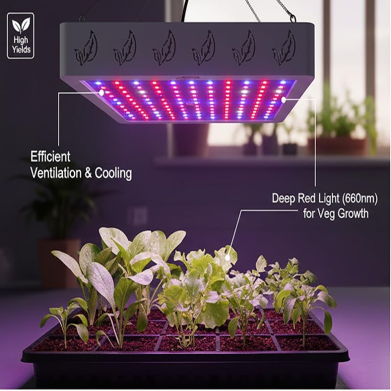 2026 Upgraded 1000W(HPS) Equivalent LED Grow Light, Full Spectrum for Indoor Seedling & Bloom, Dimmable Plant Light with Auto 24H Timer, High PPFD Energy Saving Solution.