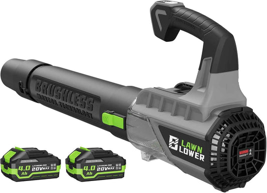 Cordless Leaf Blower Brushless Motor 580CFM 160MPH Electric Blower with 2x4.0Ah Batteries & Charger, Powerful Handheld Leaf Blower for Lawn Care, Patio, Yard Cleanup Blowing Dust, Leaves