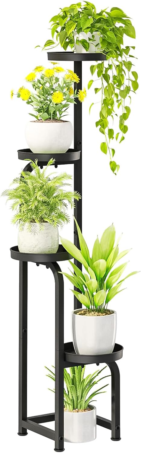 Bamworld Tall Plant Stand Indoor Outdoor, Corner Metal Flower Pot Stands for Multiple Plants, 4 Tier Heavy Duty Plant Shelf for Patio Garden Balcony Living Room Bedroom(Patent Design)