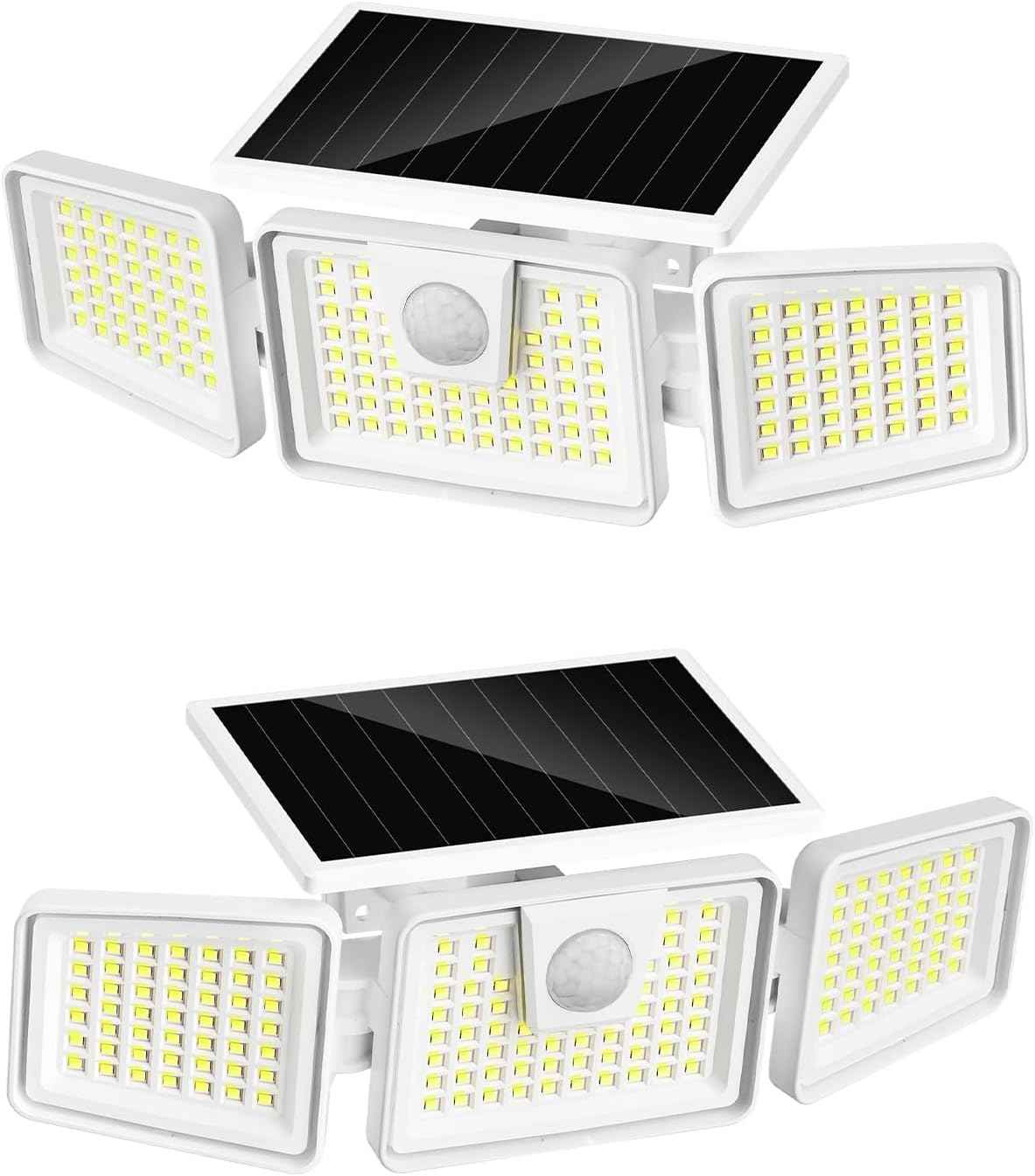 INCX 156 LED Solar Motion Lights Outdoor 2 Pack, 3 Heads Solar Security Lights with Motion Sensor IP65 Waterproof, Flood Lights for Wall, Patio, Garden, Porch, Garage White
