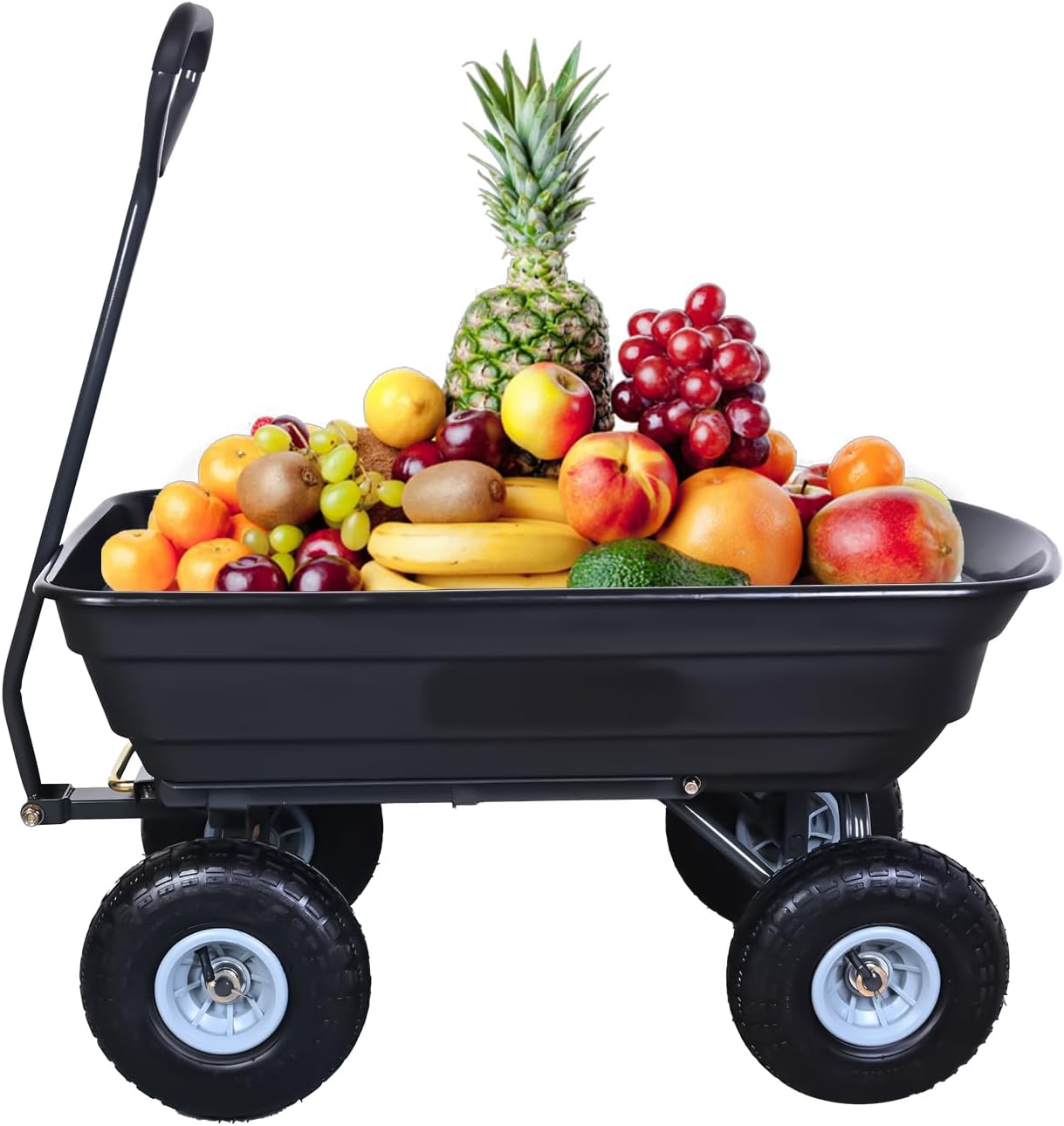 AAIN 600 Lbs Poly Garden Dump Cart,Camping Beach Wagon with 180° Rotating Handle and 10"Pneumatic Tires,Practical Heavy Duty Yard carts and Wagons,Quick Release Utility Wheel Barrow Trolley,Green A078
