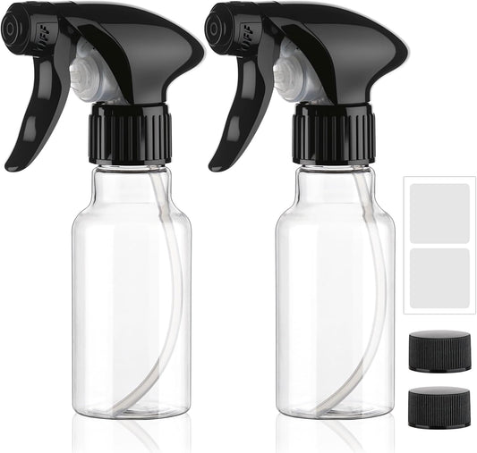 Spray Bottles 4oz/120ml Plastic Small Spray Bottle for Hair Mist/Stream Spraying Heavy Duty Empty Water Spray Bottles for Cleaning Solutions, Plants 2 Pack (Clear)
