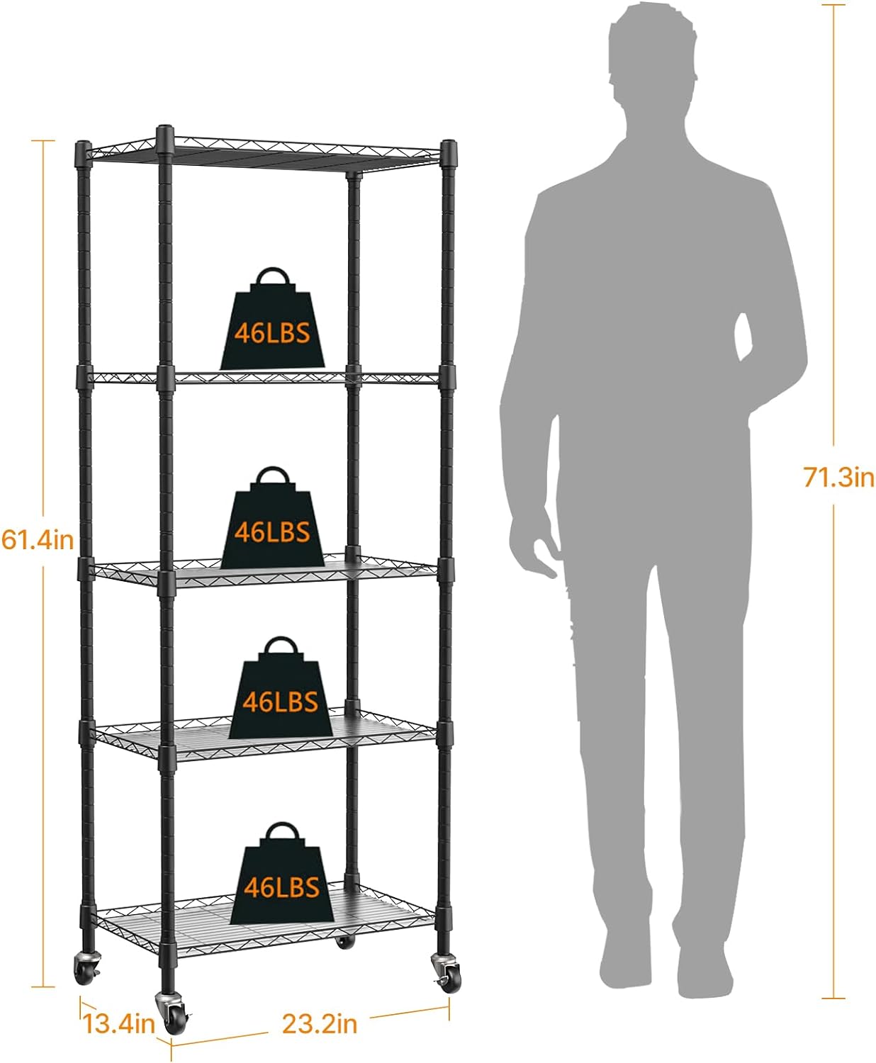 Plant shelf with grow light, 5-Tier metal Plant Stand with 4-Pack 72W Full Spectrum Grow Lights, Auto Timer，Ladder Flower Pot Stand indoor 23.2" L x 13.4" W x 61.4" H