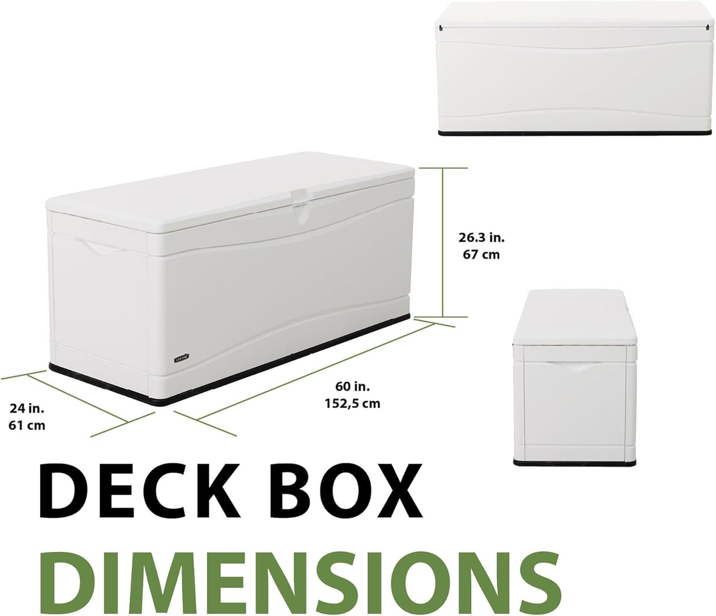 LIFETIME Outdoor Storage Deck Box, 130 Gallon, Arctic White, Lockable, UV-Protected, for Decks and Marine Docks