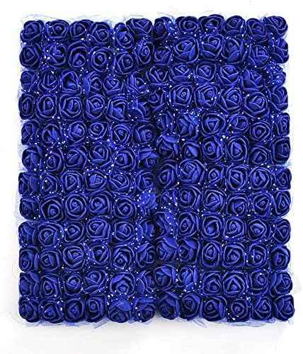 Foam Rose Fake Flowers for Crafts 144 pcs 2 cm Mini Wreaths Artificial Flower Bouquet Multicolor Rose Flower Wedding Scrapbooking Decoration Rose Fake Flower(Navy Blue)