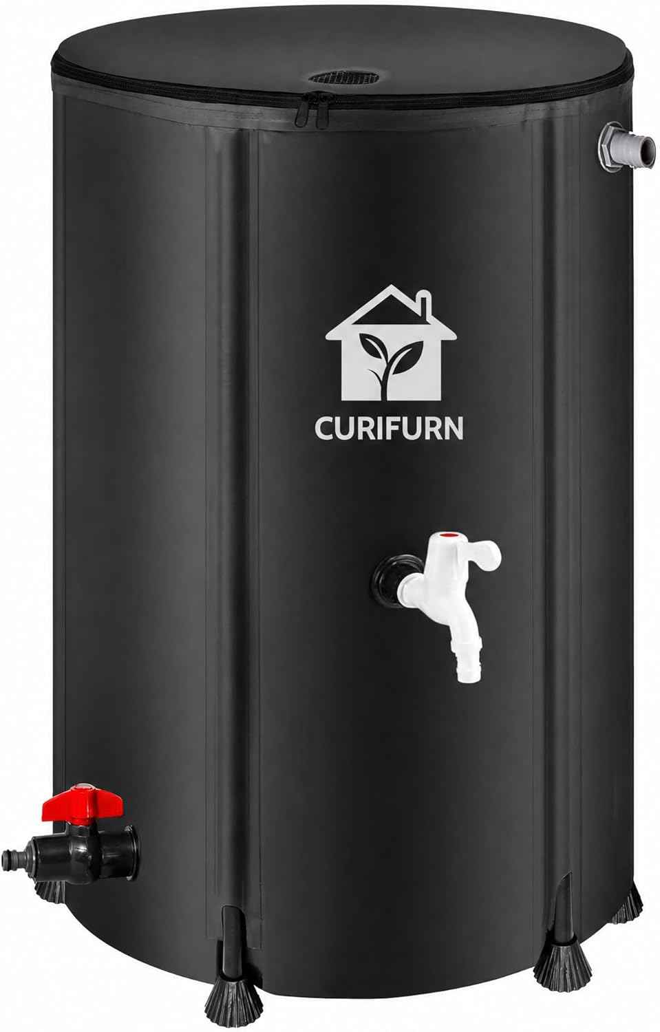 100 Gallon Rain Water Barrel, Portable Rainwater Collect System Water Storage Tank Collapsible Rain Barrel with Filter, Spigot & Overflow Kit (Reinforced Liner+Thickened Legs) - Black