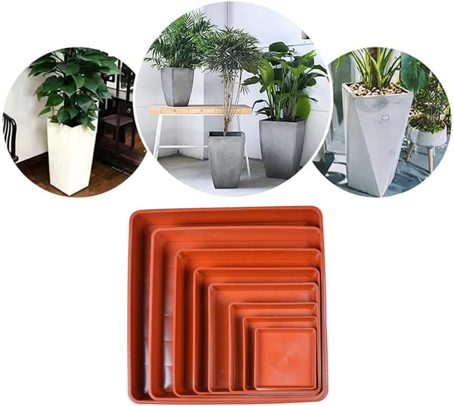 2 Pack Square Plant Saucer 20 22 Inch, Extra Large Plant Saucers, Heavy Plastic Water Tray Tor Plants, Planters for Indoors and Outdoors Plants, Deep Plant Trays for Pots (20 inch, Terracotta)