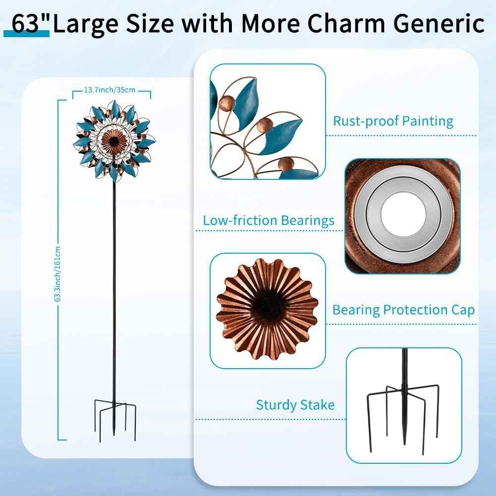 Stargarden Metal Wind Spinner, 13.7" Dia Outdoor Wind Spinners, Kinetic Garden Art & Outdoor Decoration for Yard