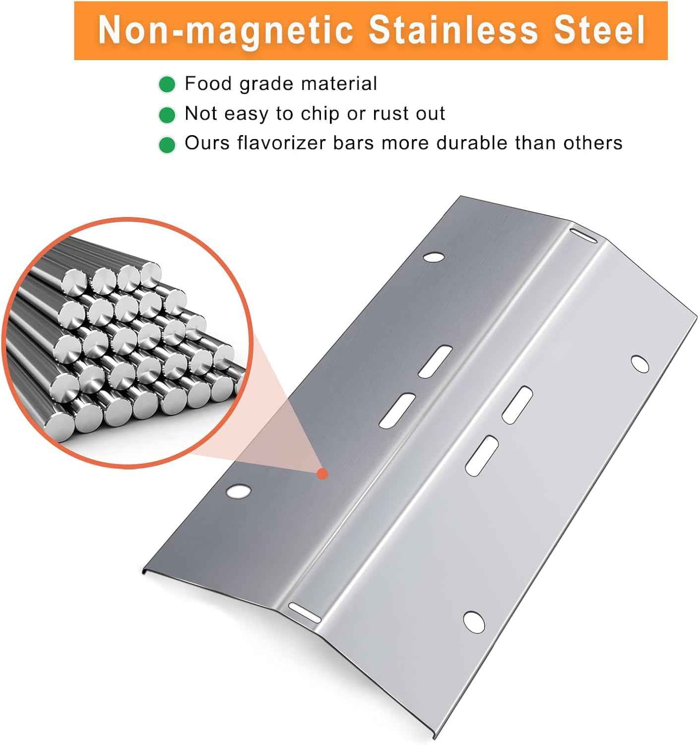 Heat Plate Shield Replacement for Cuisinart CGG-200 CGG-220 CGG-240 Gas Grill Models, Stainless Steel Heavy Duty BBQ Parts Flame Tamer Accessories, 16 3/4" x 7 3/8"