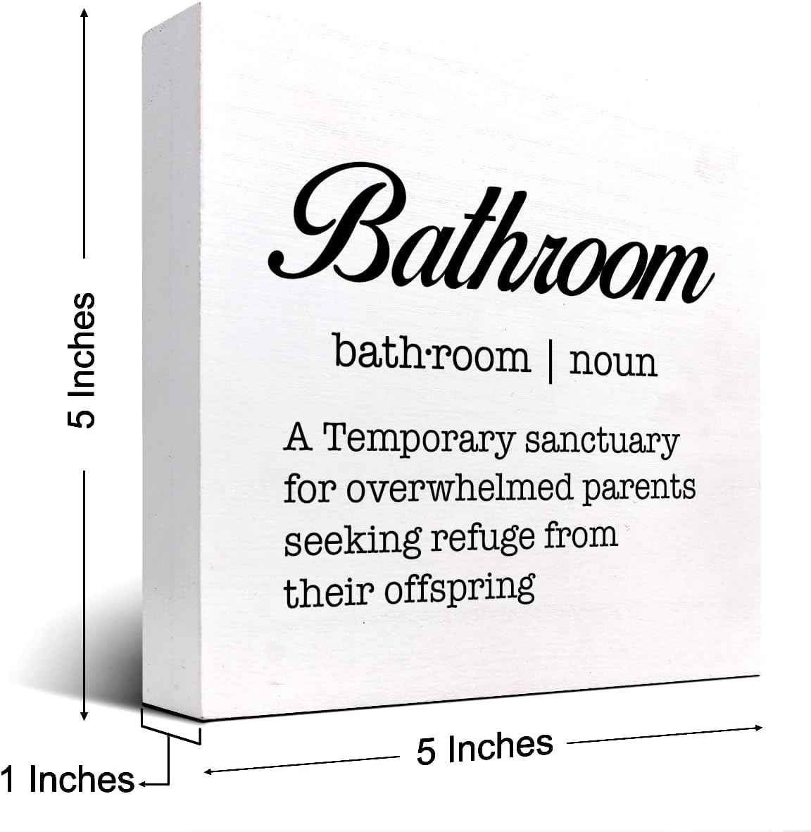 Bathroom Definition Funny Wooden Box Sign,Bathroom Wood Block Plaque for Home Restroom Shelf Wall Toilet Decor