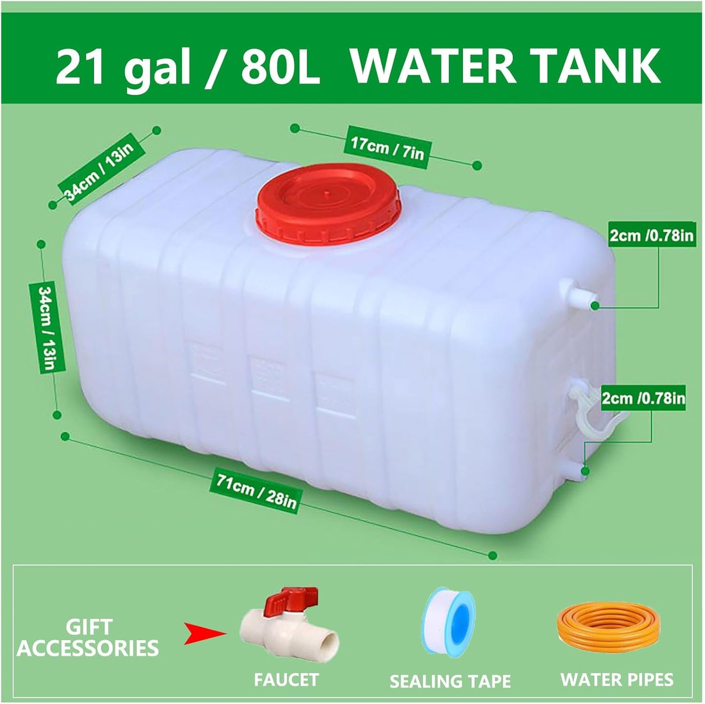 Portable Water Tank Water Storage Tank for Camping with Spigot Hose Plastic Water Container Water Storage Container for Emergency Water Storage Hiking Outdoor(Size:21gallon / 80L)