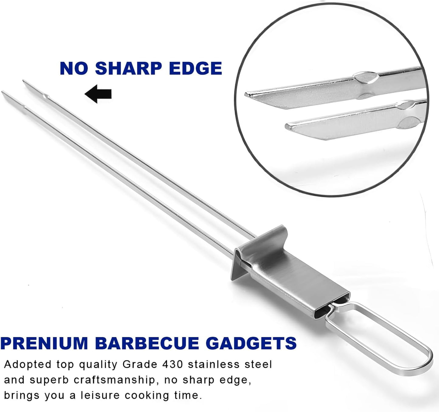 BBQ Skewers,Premium 304 Stainless Steel BBQ Skewers,13 Inch Heavy Duty Metal Kabob Sticks for Grilling, Reusable & Dishwasher Safe (Double fork10)