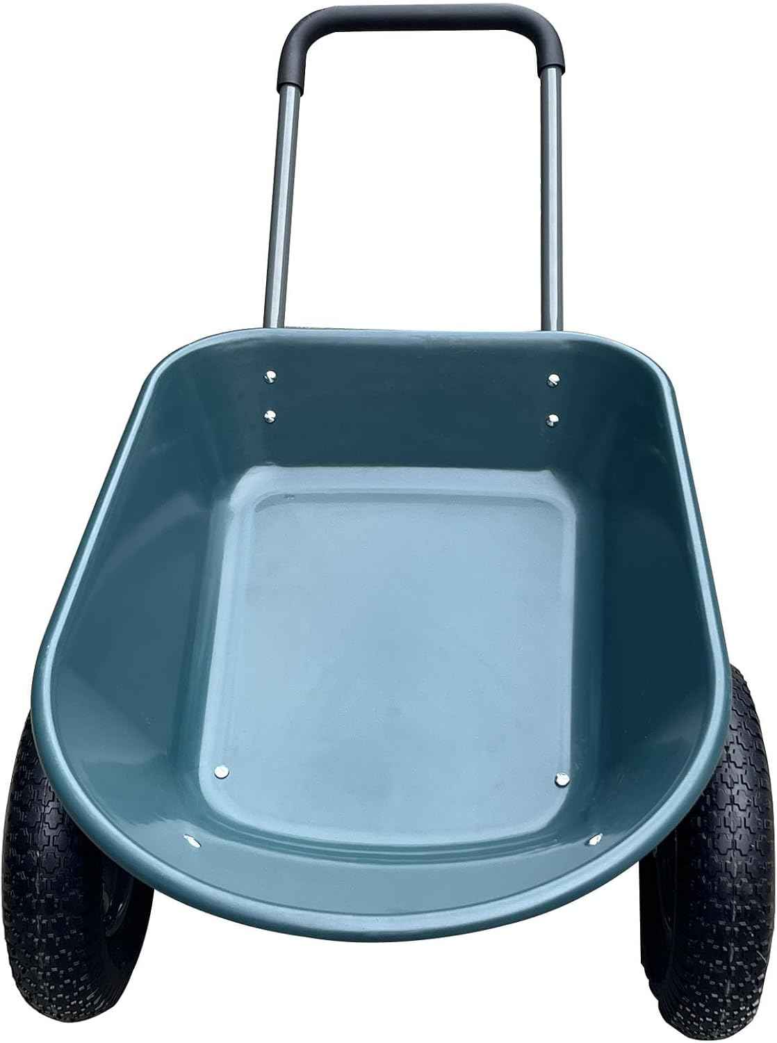 2 Wheel Wheelbarrow Heavy Duty Garden Cart Utility Wagon with Quick Release Dump, 600 LBS Capacity Rust-Resistant Poly Tray, Easy Hauling Yard Cart for Landscaping Mulch Firewood, Military Green