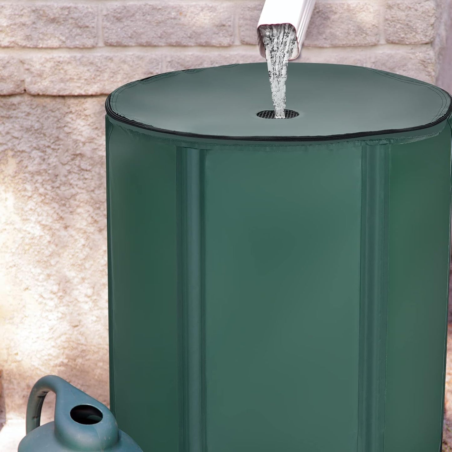 Goflame Rain Barrel Water Collector Portable Foldable Collapsible Tank,Spigot Filter Water Storage Container, Green (60 Gallon)