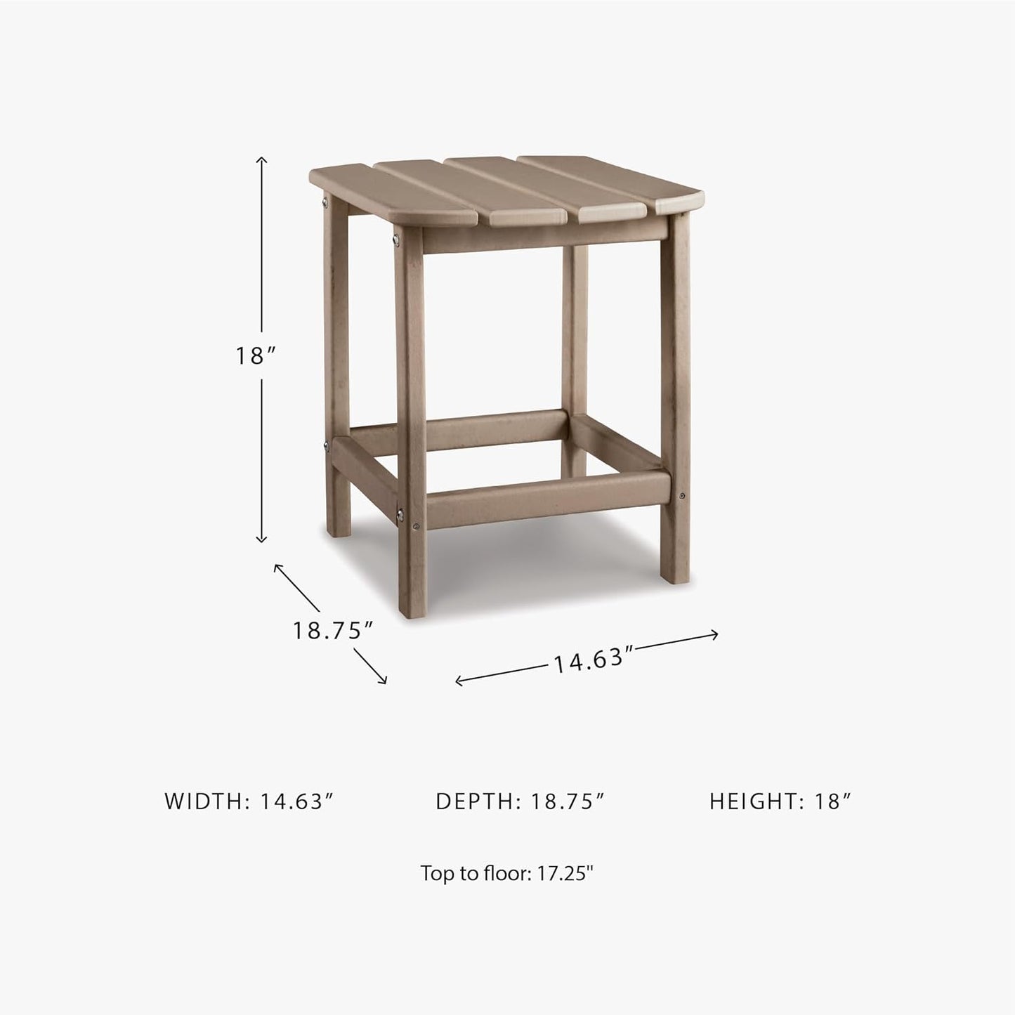 Signature Design by Ashley Sundown Treasure Outdoor Patio HDPE Weather Resistant End Table, Brown