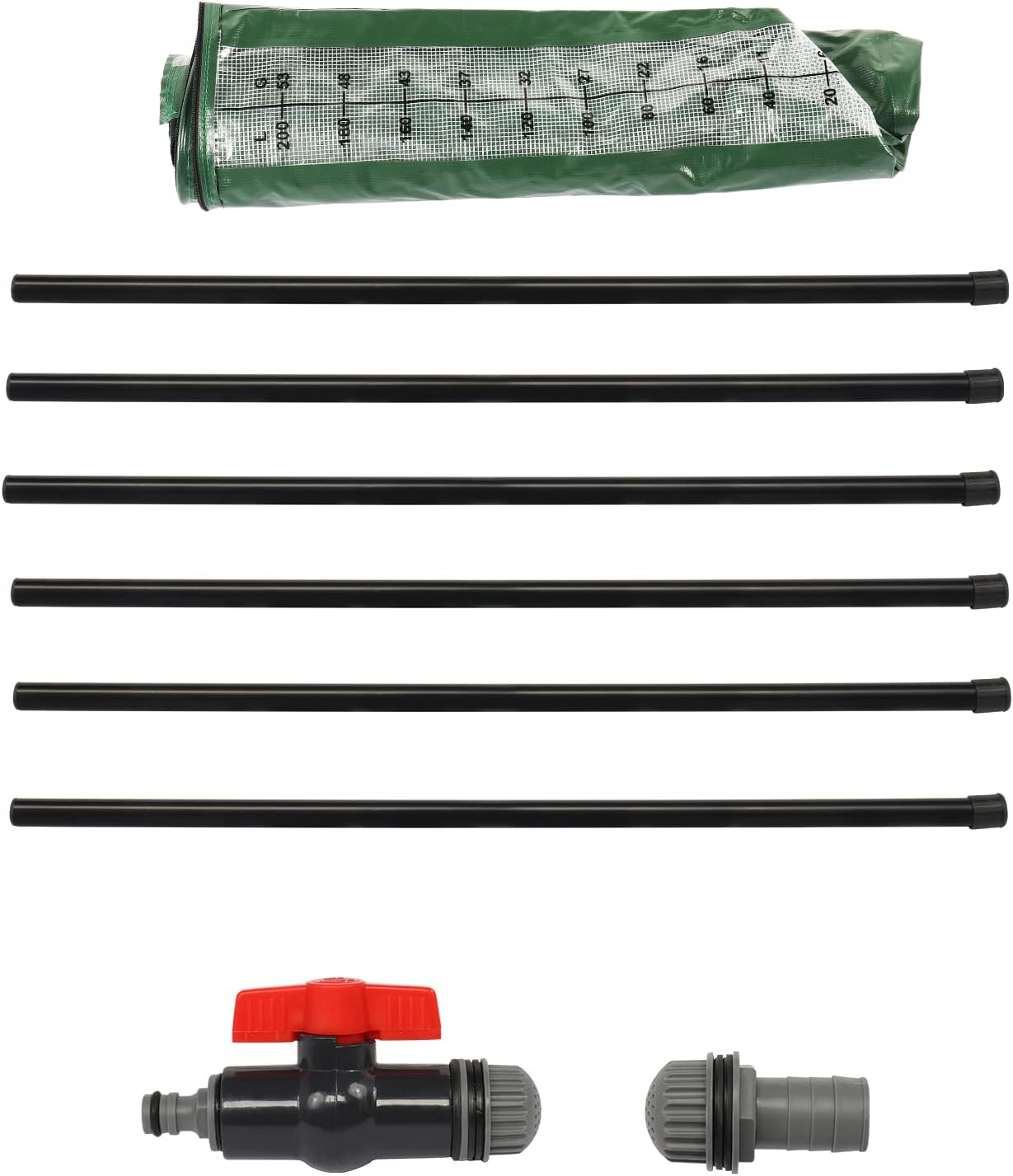 Collapsible Rain Barrel, 50 Gallon Portable Rainwater Collection System, Rain Catcher Barrel with Volume Scale Mark, Spigots and Overflow Kit, Rain Water Barrel Collector for Garden, Green