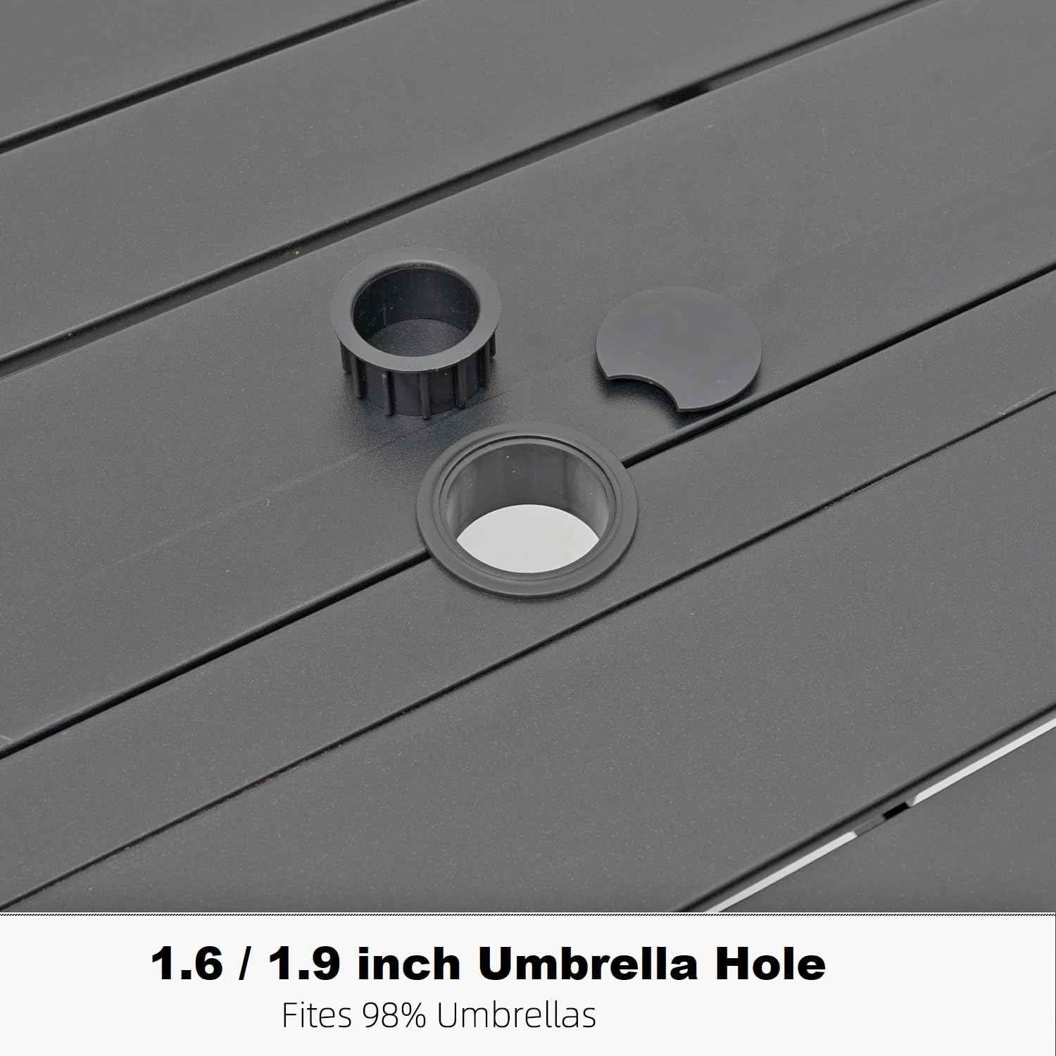 7-Pieces Patio Dining Furniture Set,63" Big Size Metal Patio Table with Umbrella Hole,4pcs Dining Chairs and 2pcs Swivel Chairs,Perfect for Garden Backyard Lawn Poolside